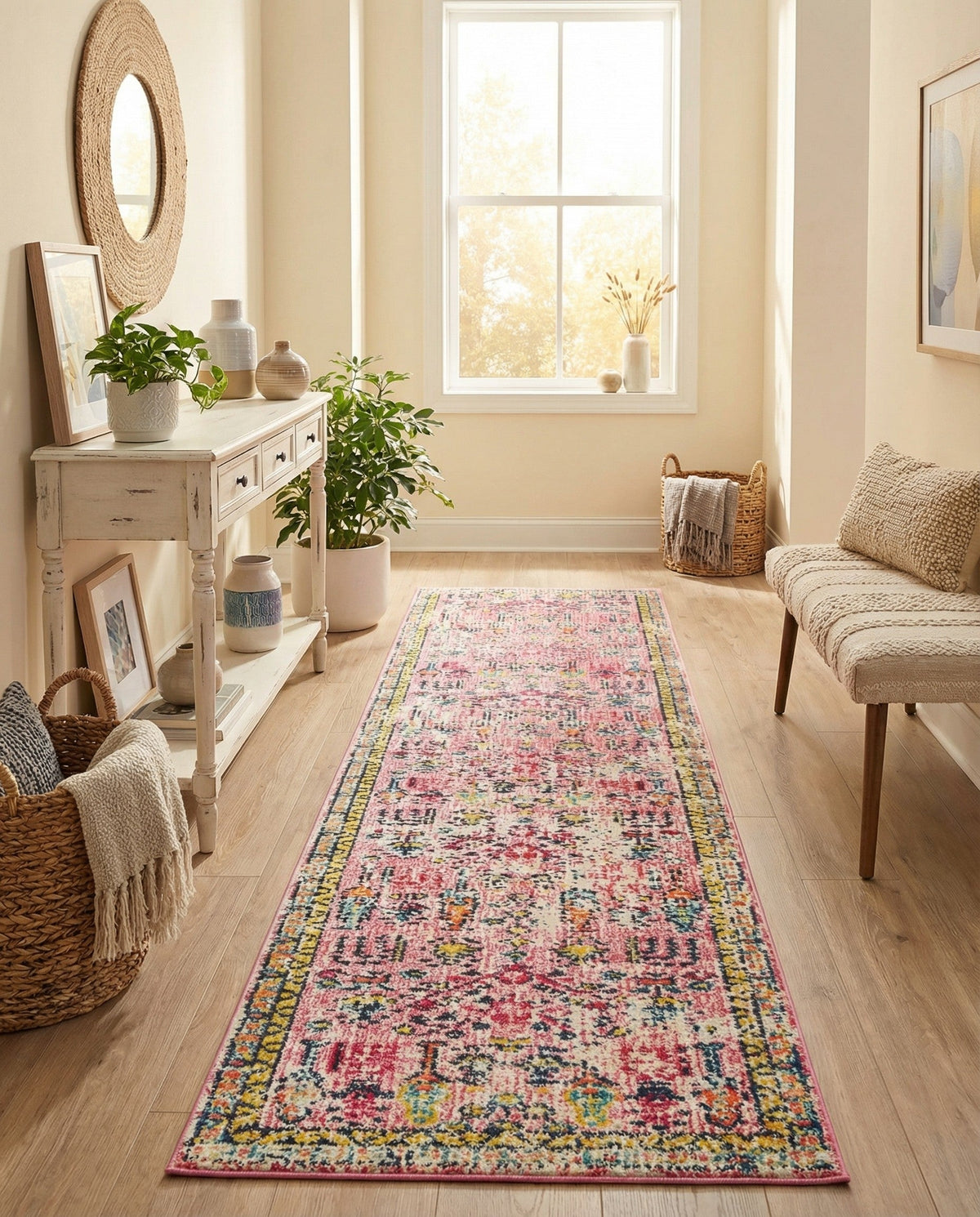 Sierra Collection Area Rug -  Shasta Runner Pink  lifestyle 109
