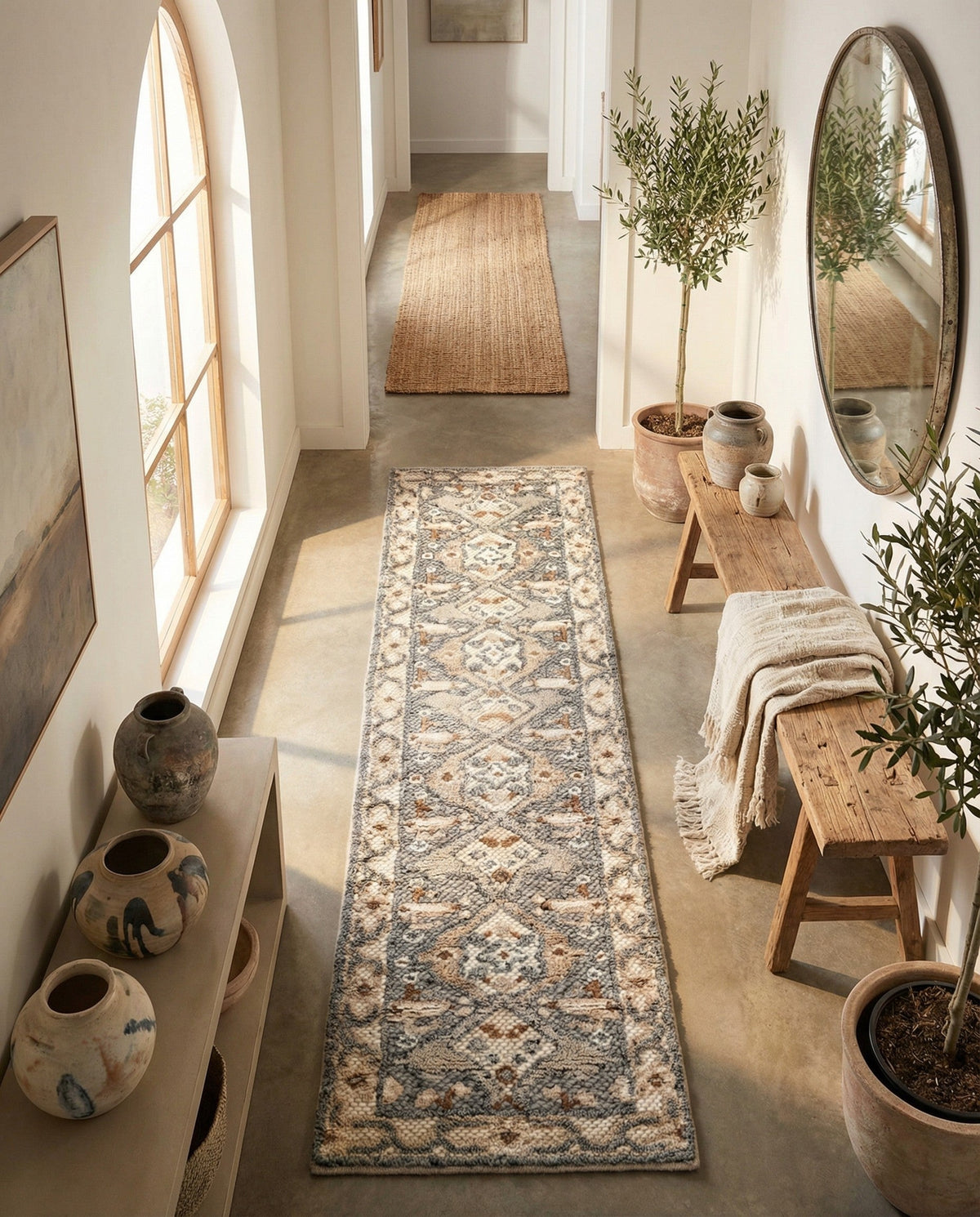 Byzantine Heritage Collection Area Rug - Istanbul Runner Antique Gray  lifestyle 48