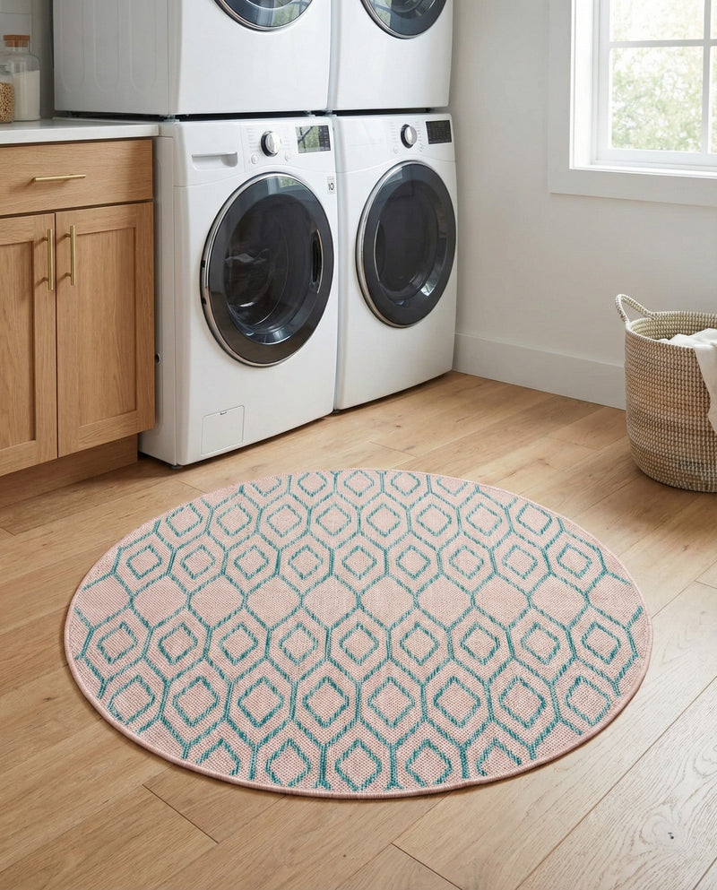 Urban Oasis Rugs Collection Area Rug -  Boulevard (Pink and Aqua) Round Pink and Aqua  lifestyle 60