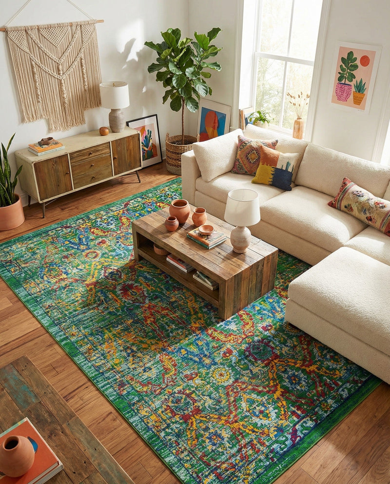 Caribbean Cove Collection Area Rug -  Dominica Rectangle Green  lifestyle 15