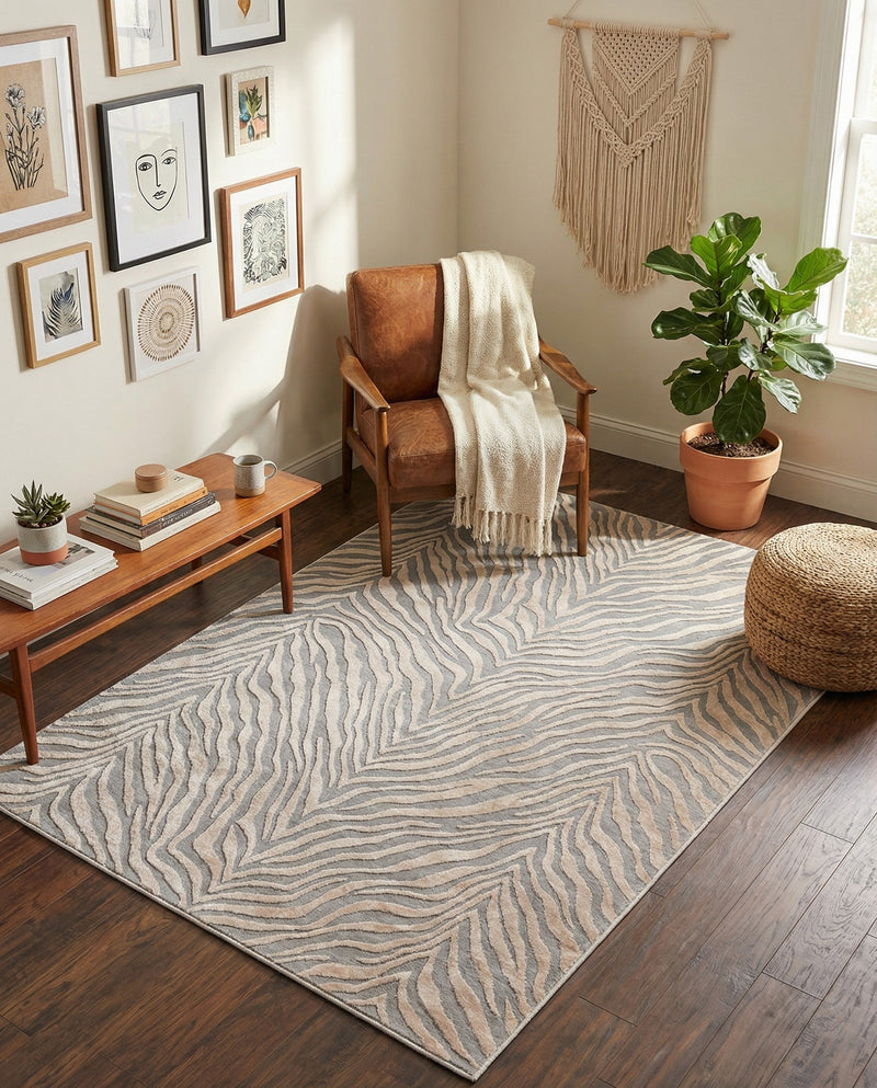 Bloomsbury Elegance Collection Area Rug -  Chelsea Rectangle Gray and Ivory  lifestyle 28