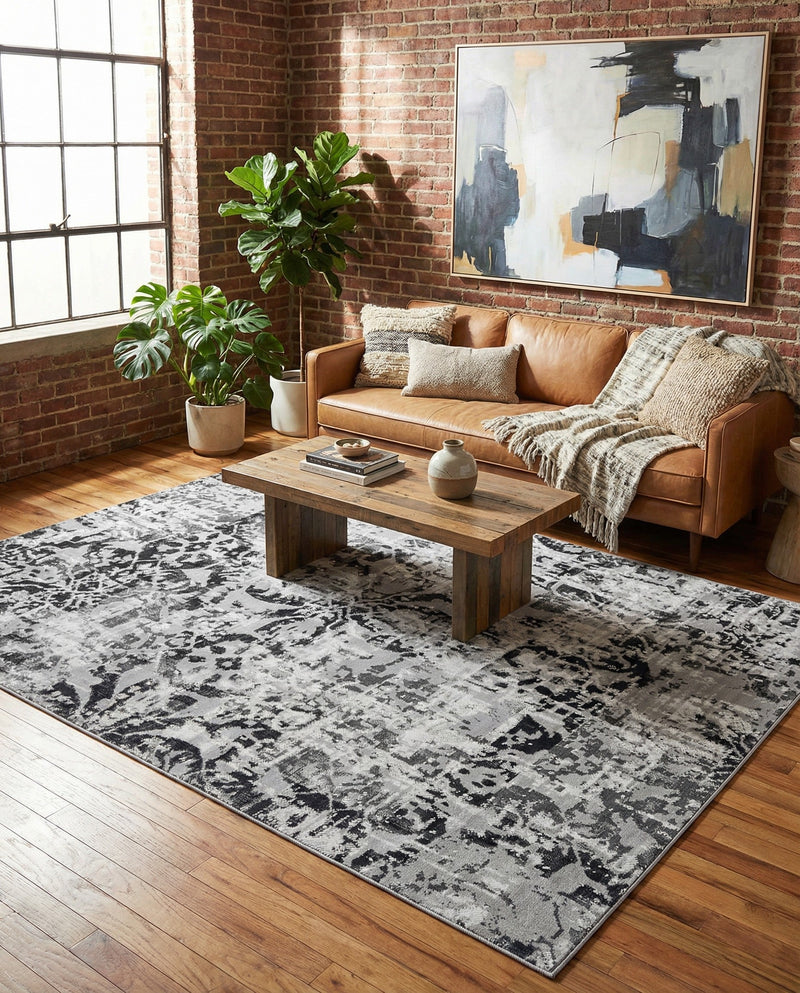 Geneva Terrace Collection Area Rug -  Morges Rectangle Gray  lifestyle 15