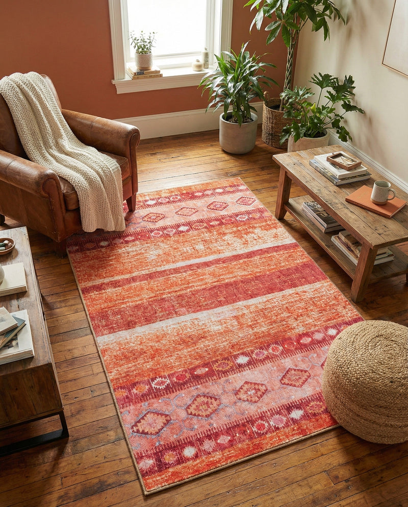 Heritage Elegance Collection Area Rug -  Edinburgh Rectangle Rust Red  lifestyle 24
