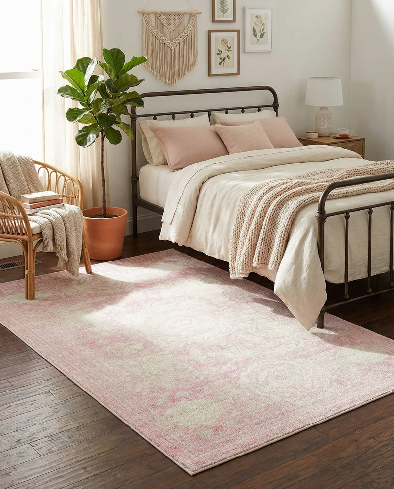 Dover Terrace Collection Area Rug -  Lagoon (Pink) Rectangle Pink  lifestyle 24