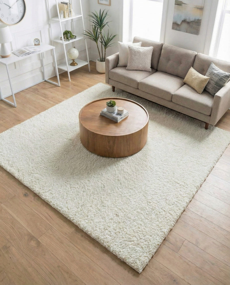 Cozy Comfort Shag Collection Area Rug - Haven (White) Square White  lifestyle 74