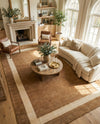 Savannah Borders Wool Collection Area Rug - Chatham Rectangle Latte Brown  lifestyle 53
