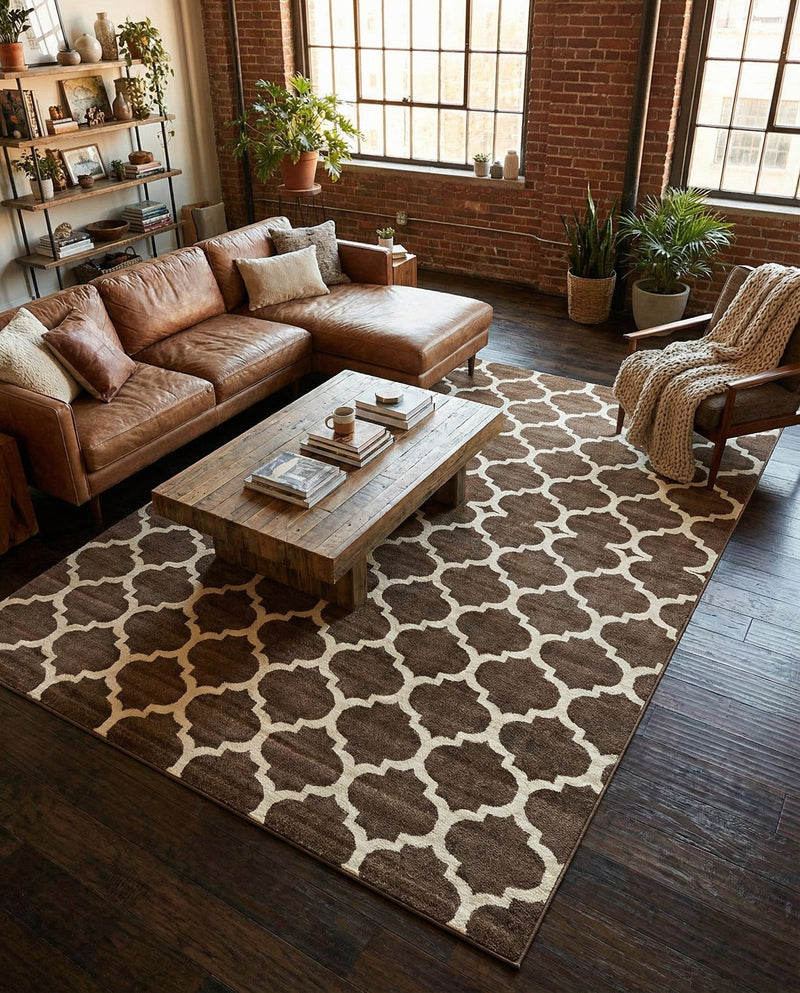 Lattice Gardens Collection Area Rug -  Bloomfield (Brown) Rectangle Brown  lifestyle 14