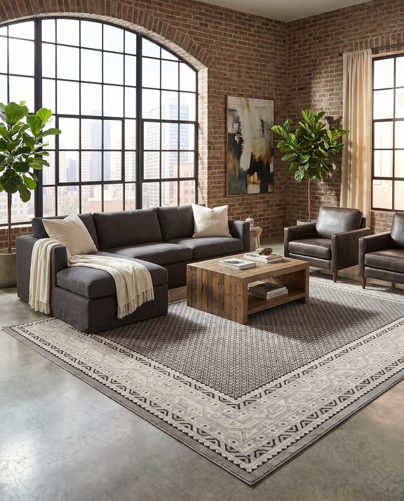 Soho Elegance Collection Area Rug -  Mercer (Gray) Rectangle Gray  lifestyle 27