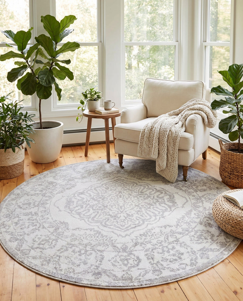 Cambridge Classics Collection Area Rug -  Magdalene (Ivory) Round Ivory  lifestyle 61
