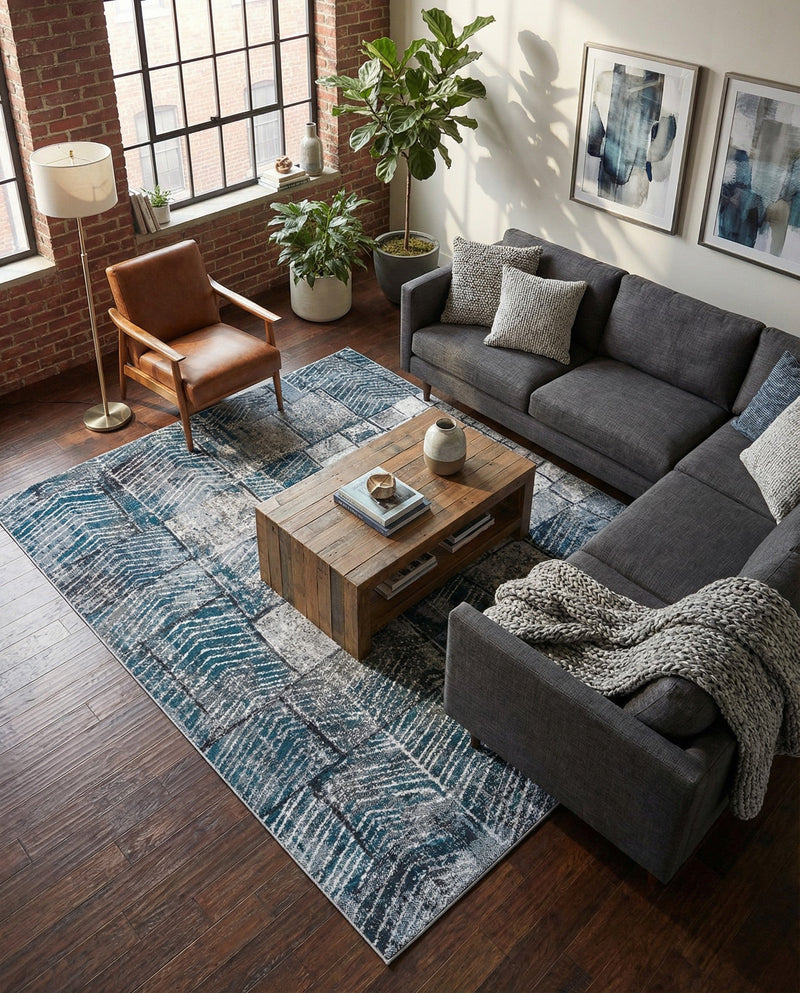 Seville Elegance Collection Area Rug - Cordoba Rectangle Gray Blue  lifestyle 15