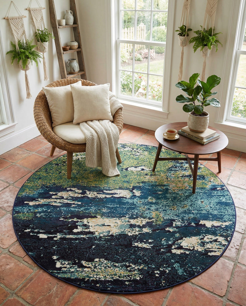 Marrakesh Elegance Collection Area Rug -  Figuig Round Navy Blue  lifestyle 40