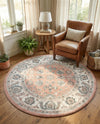 Adriana Terrace Collection Area Rug -  Positano (Rose) Round Rose  lifestyle 62