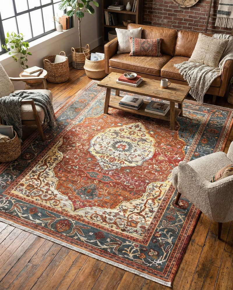 Caribbean Breeze Collection Area Rug -  Vieques Rectangle Rust Red  lifestyle 41