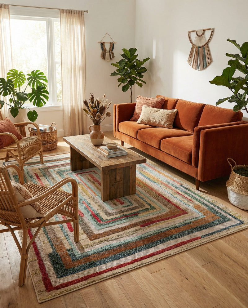Outdoor Marrakesh Collection Area Rug -  Ouarzazate Rectangle Multi Beige  lifestyle 25
