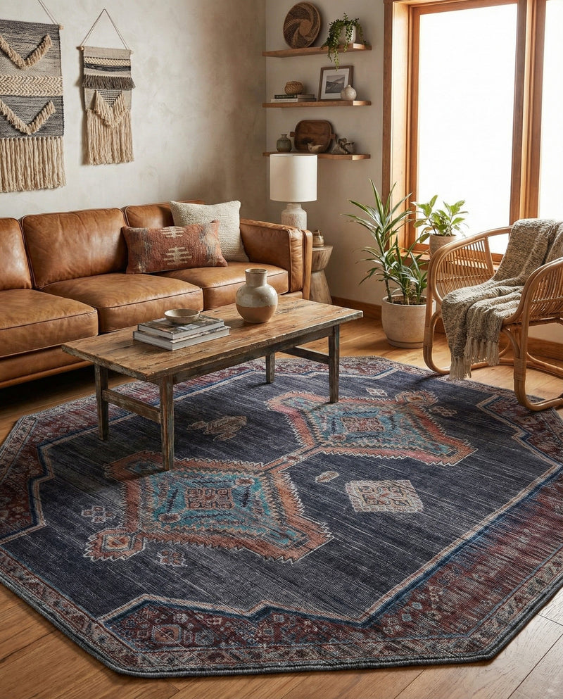 Rovaniemi Collection Area Rug - Lapland Octagon Charcoal and Gray  lifestyle 75