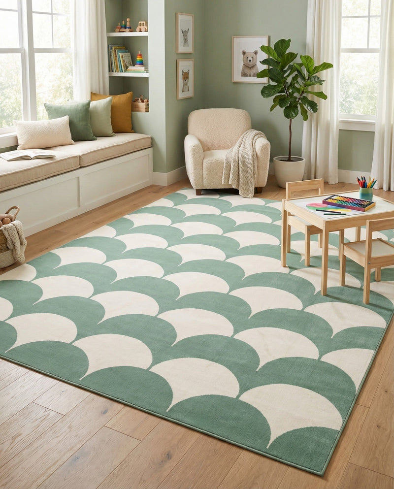 Wonder Tykes Collection Area Rug - Sparklewood Rectangle Soft Green  lifestyle 37