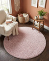 Cozy Comfort Shag Collection Area Rug - Haven (Pink) Round Pink  lifestyle 64