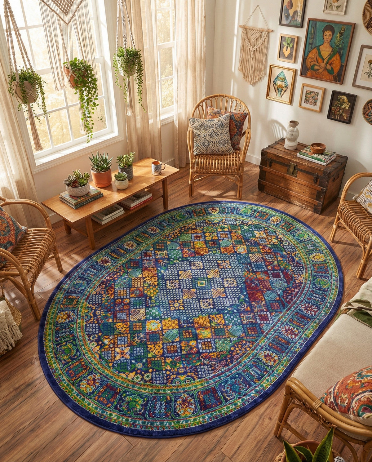Caribbean Cove Collection Area Rug -  Mustique Oval Navy Blue  lifestyle 169