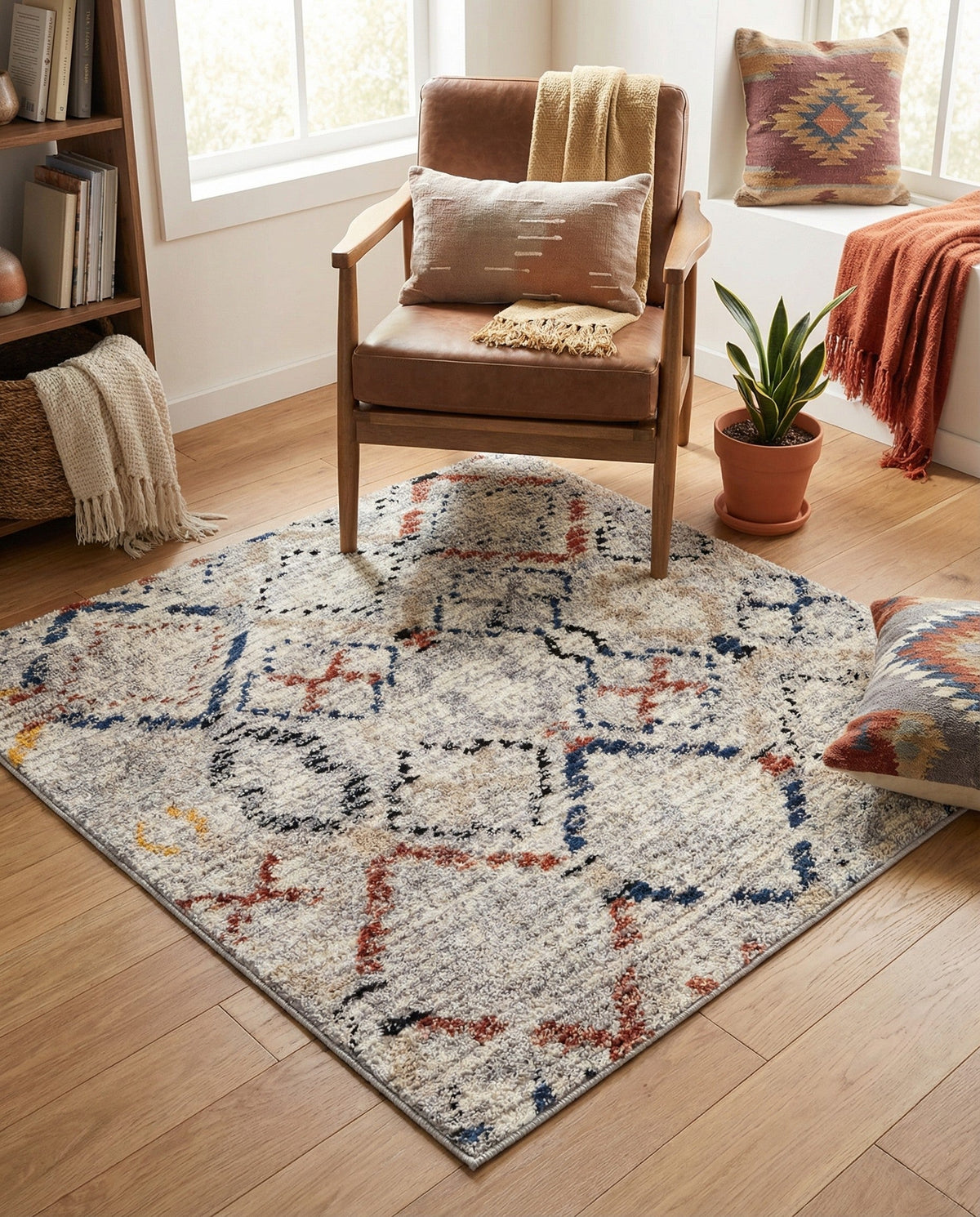 Santa Fe Trails Collection Area Rug - Canyon Square Multi  lifestyle 106