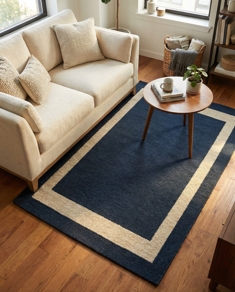 Savannah Borders Wool Collection Area Rug - Chatham Rectangle Cobalt Blue  lifestyle 19