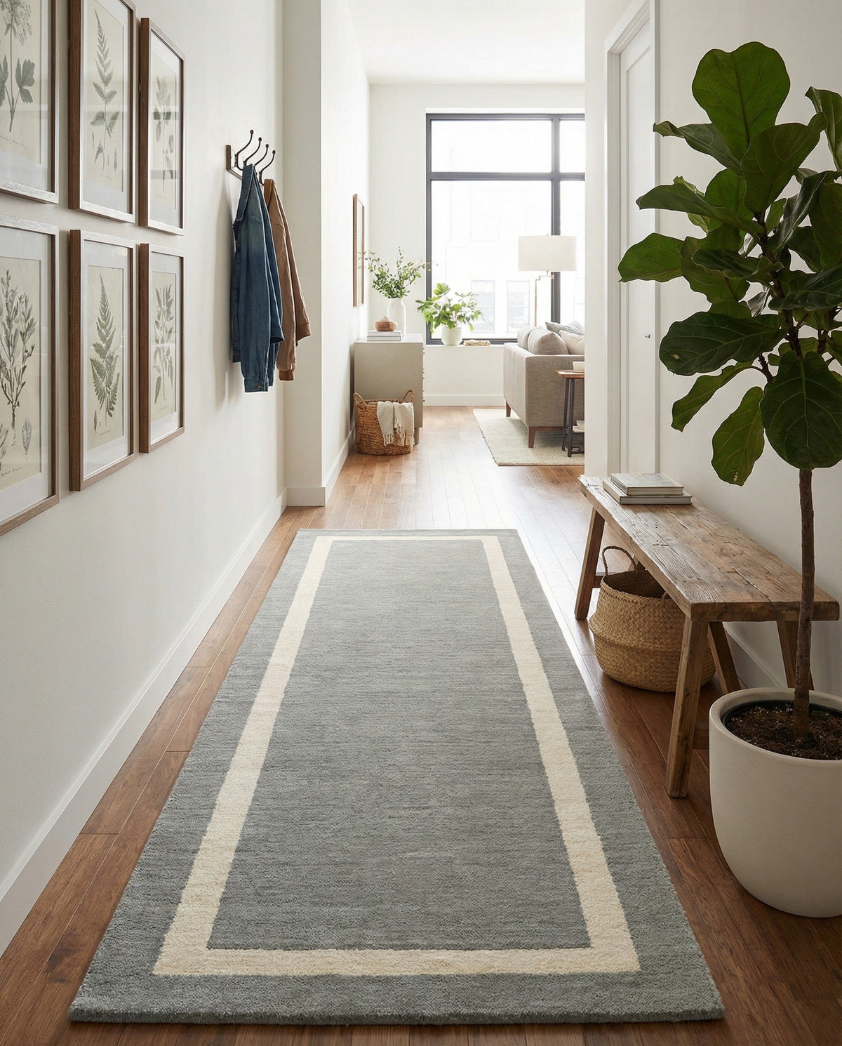 Savannah Borders Wool Collection Area Rug - Chatham Runner Earl Gray  lifestyle 172