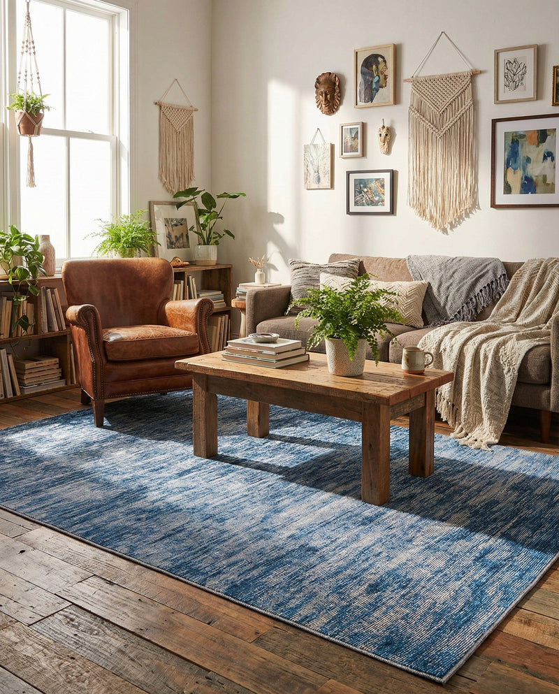 Sahara Essence Collection Area Rug - Oasis (Blue) Rectangle Blue  lifestyle 14