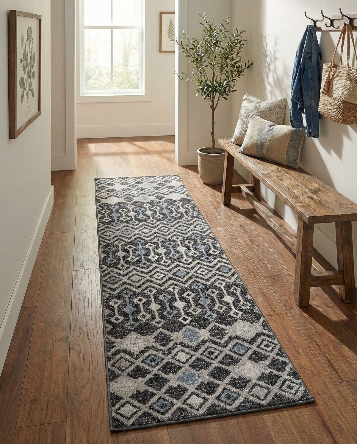 Geo Garden Lattice Collection Area Rug -  Andalusia Runner Charcoal Gray  lifestyle 220