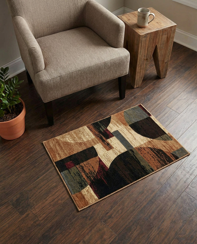 Bistro Lounge Collection Area Rug -  Latte Rectangle Multi  lifestyle 15