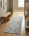 Seychelles Stripes Collection Area Rug - Mahe (Gray and Ivory) Runner Gray and Ivory  lifestyle 59