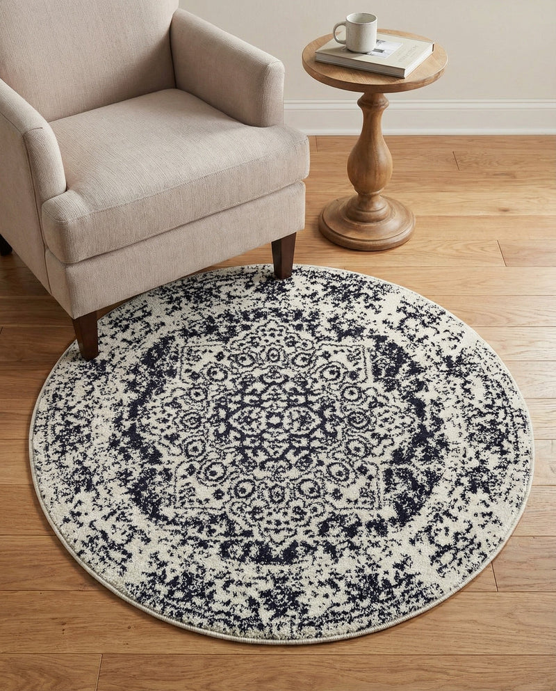 Georgetown Rugs Collection Area Rug - Dupont (Blue) Round Blue  lifestyle 35