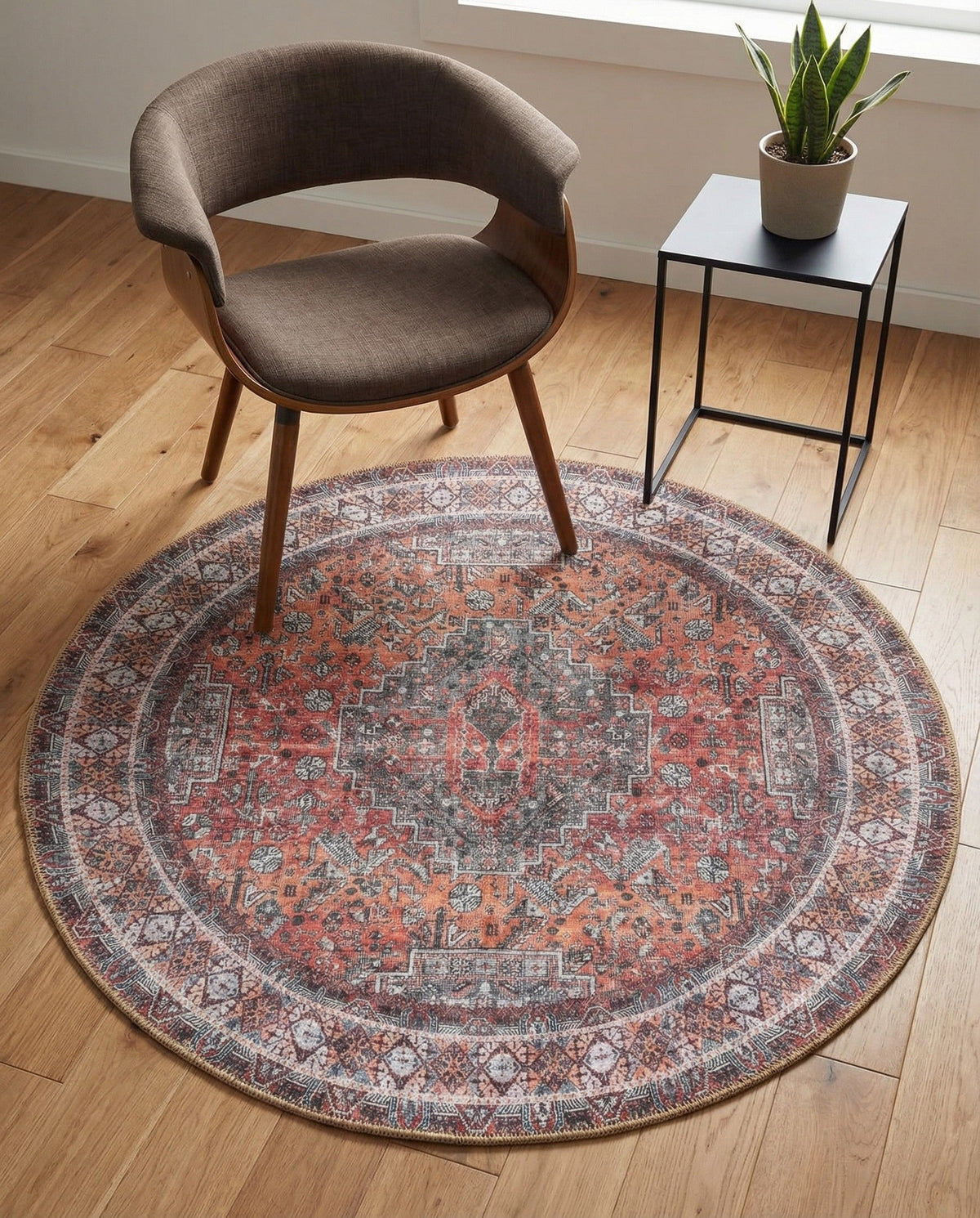 Heritage Elegance Collection Area Rug -  Uffizi Round Rust Red  lifestyle 108