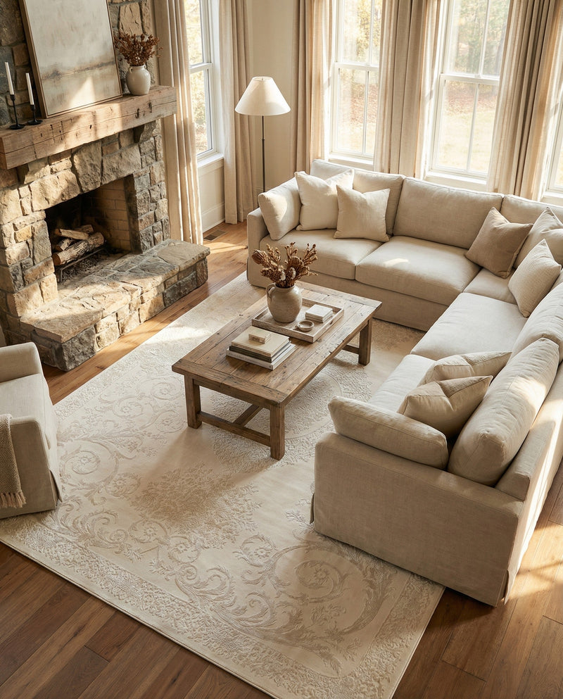 Bloomsbury Elegance Collection Area Rug - Mayfair Rectangle Ivory  lifestyle 51