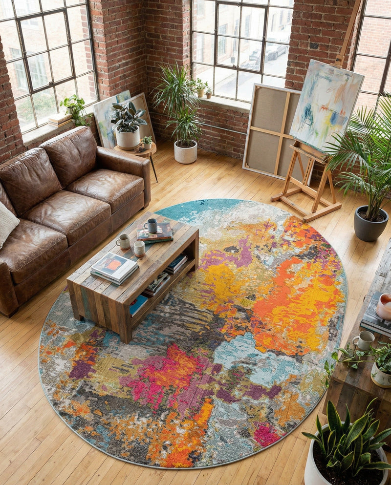 Colorburst Oasis Collection Area Rug -  Spectrum Oval Multi  lifestyle 80