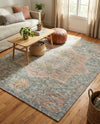 Savannah Threads Collection Area Rug -  Gobi Rectangle Blue and Peach  lifestyle 23