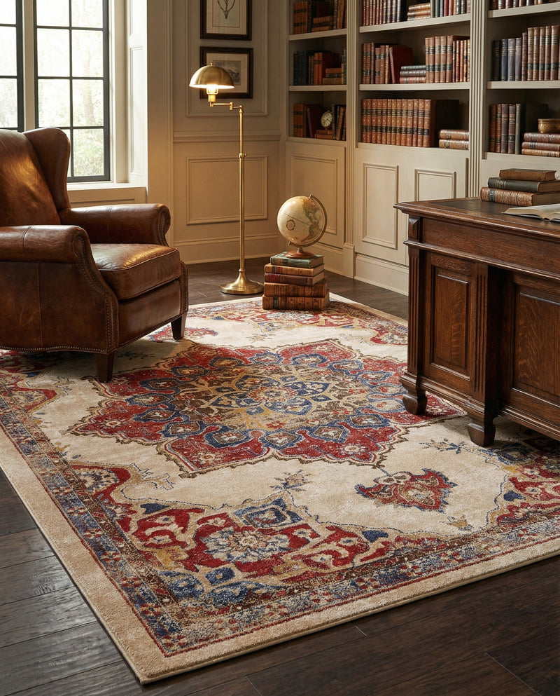 Eden Oasis Collection Area Rug -  Tranquility (Cream) Rectangle Cream  lifestyle 4
