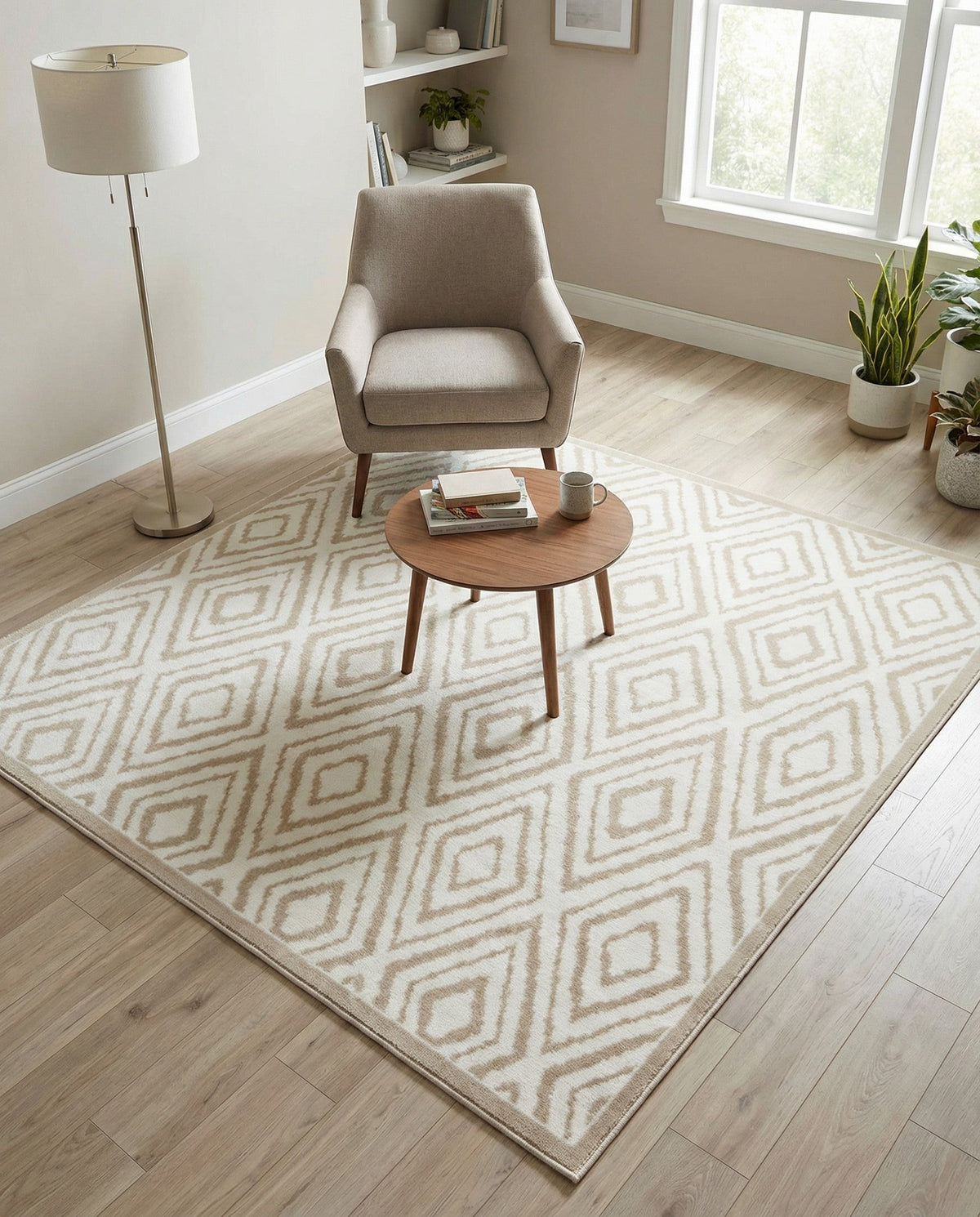 Sanctuary Retreat Collection Area Rug -  Oasis Square Snow White  lifestyle 117