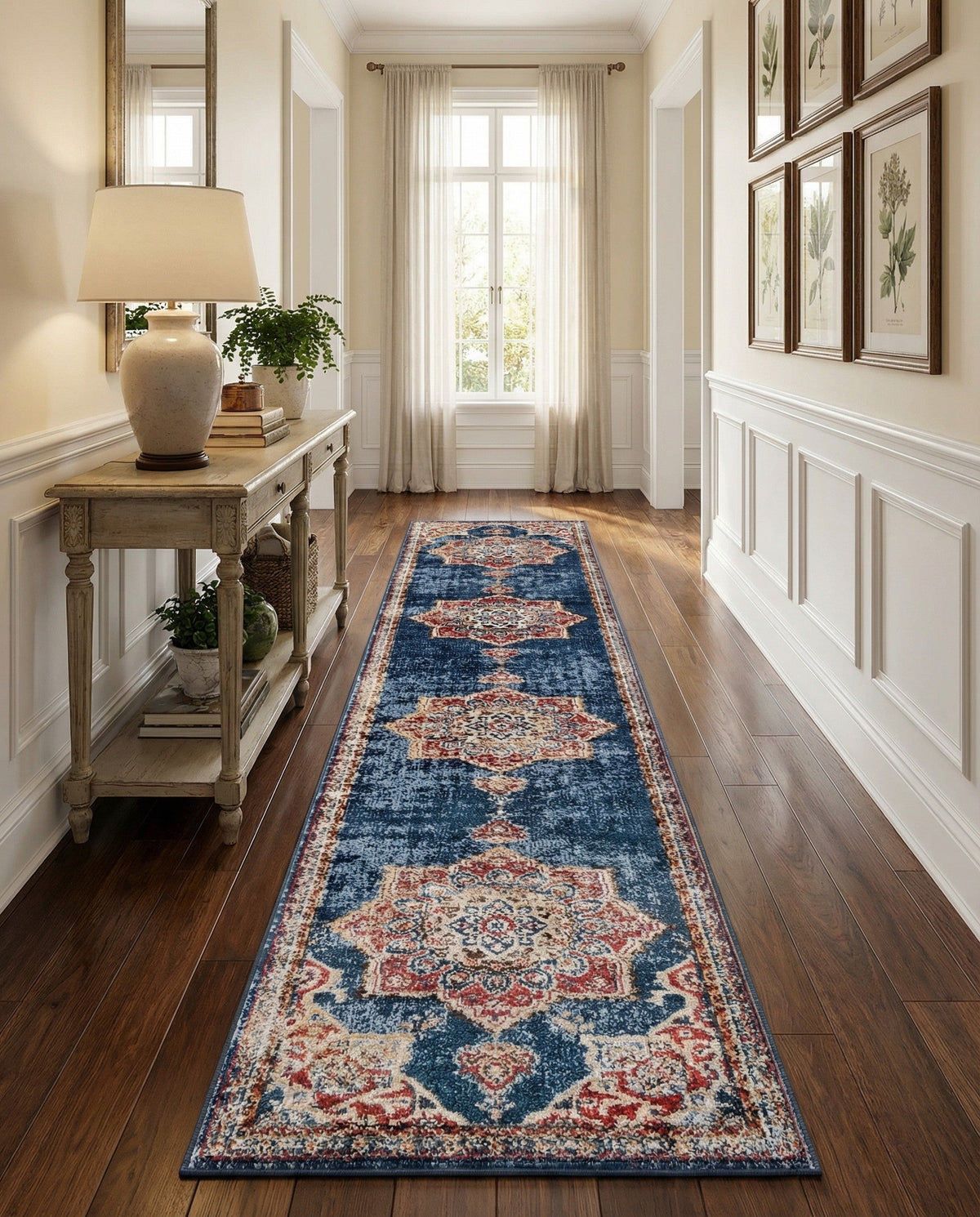 Eden Oasis Collection Area Rug -  Tranquility (Dark Blue) Runner Dark Blue  lifestyle 80