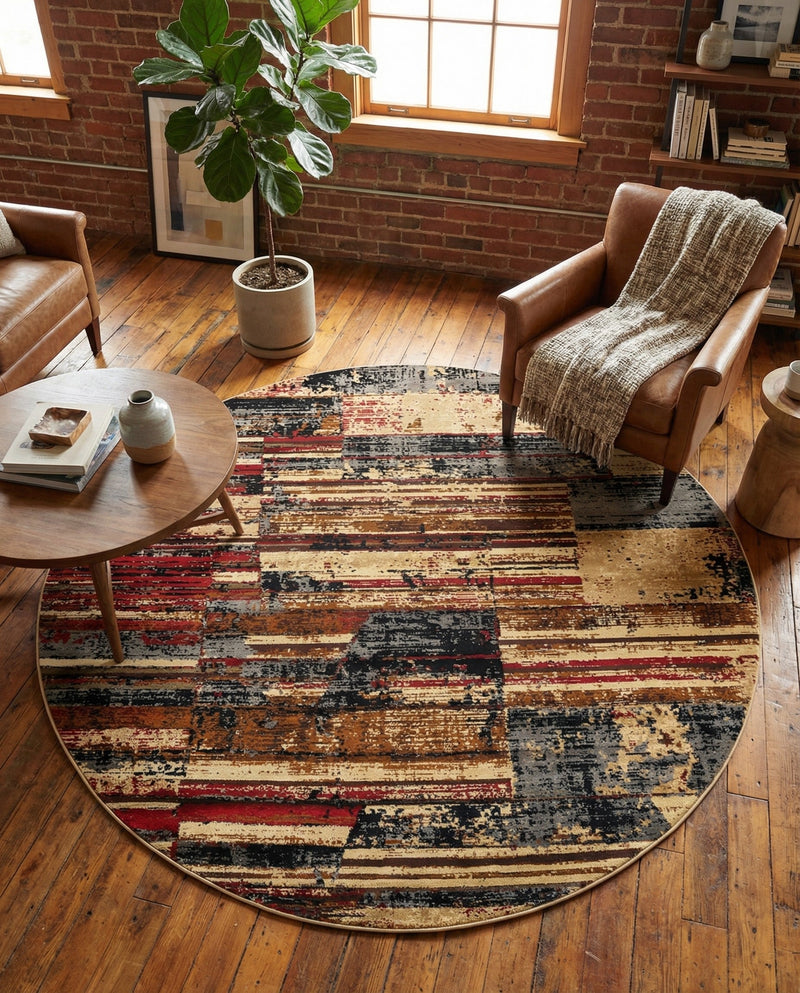 Neptune Elegance Collection Area Rug - Triton Round Multi  lifestyle 25