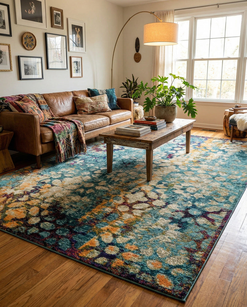 Venetian Tapestry Collection Area Rug - Murano Rectangle Blue  lifestyle 8