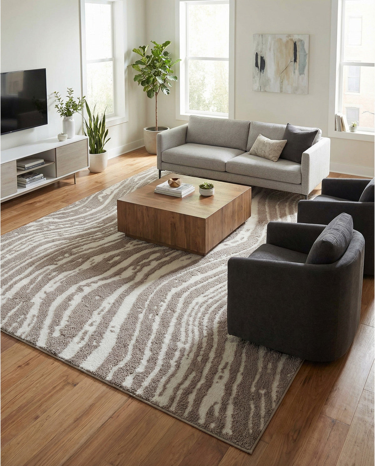 Sienna Collection Area Rug -  Garda Rectangle Cloud Gray  lifestyle 47
