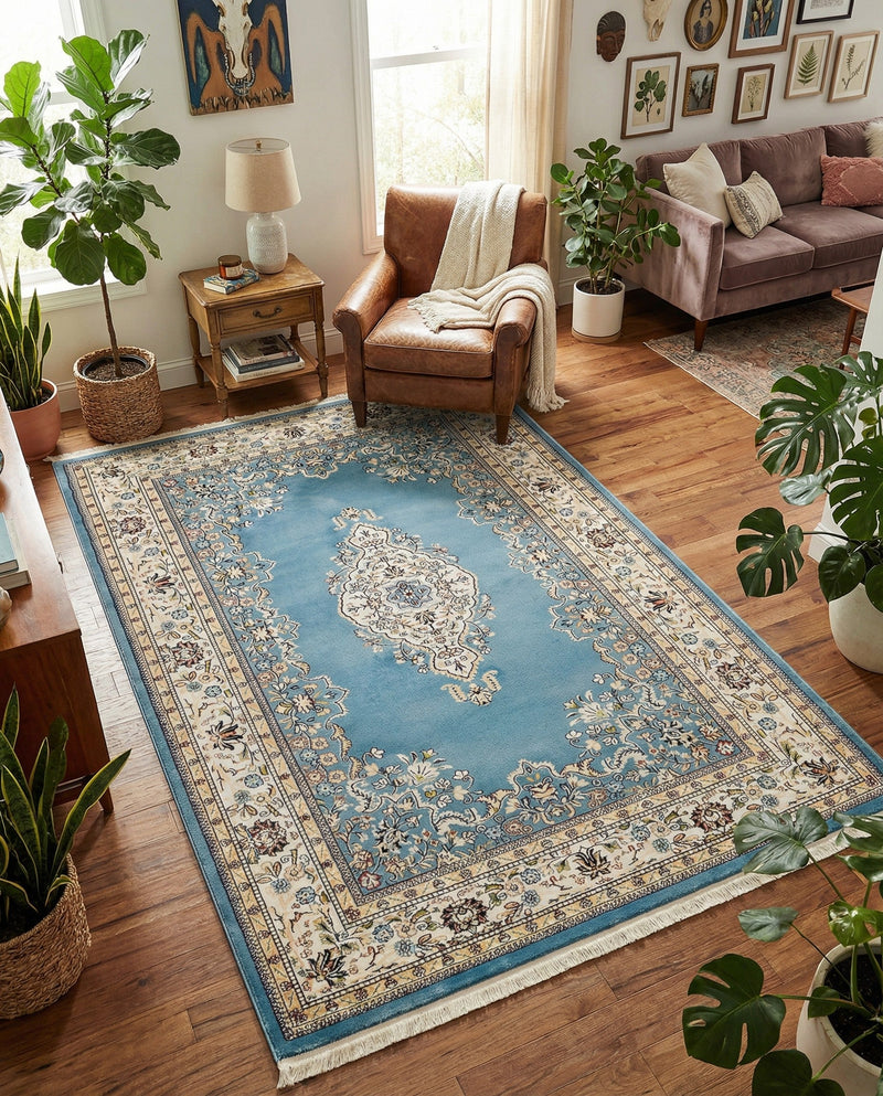 Persian Elegance Collection Area Rug - Isfahan Rectangle Blue  lifestyle 38