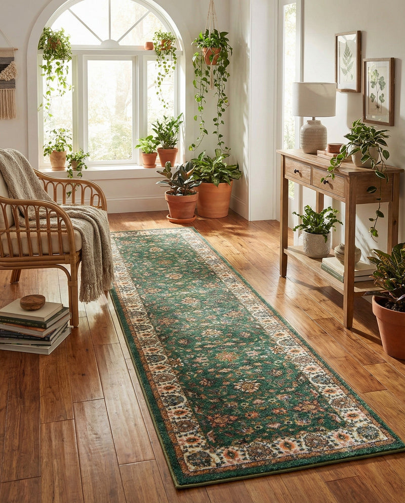 Casablanca Tapestry Collection Area Rug -  Marrakech (Emerald Green) Runner Emerald Green  lifestyle 38