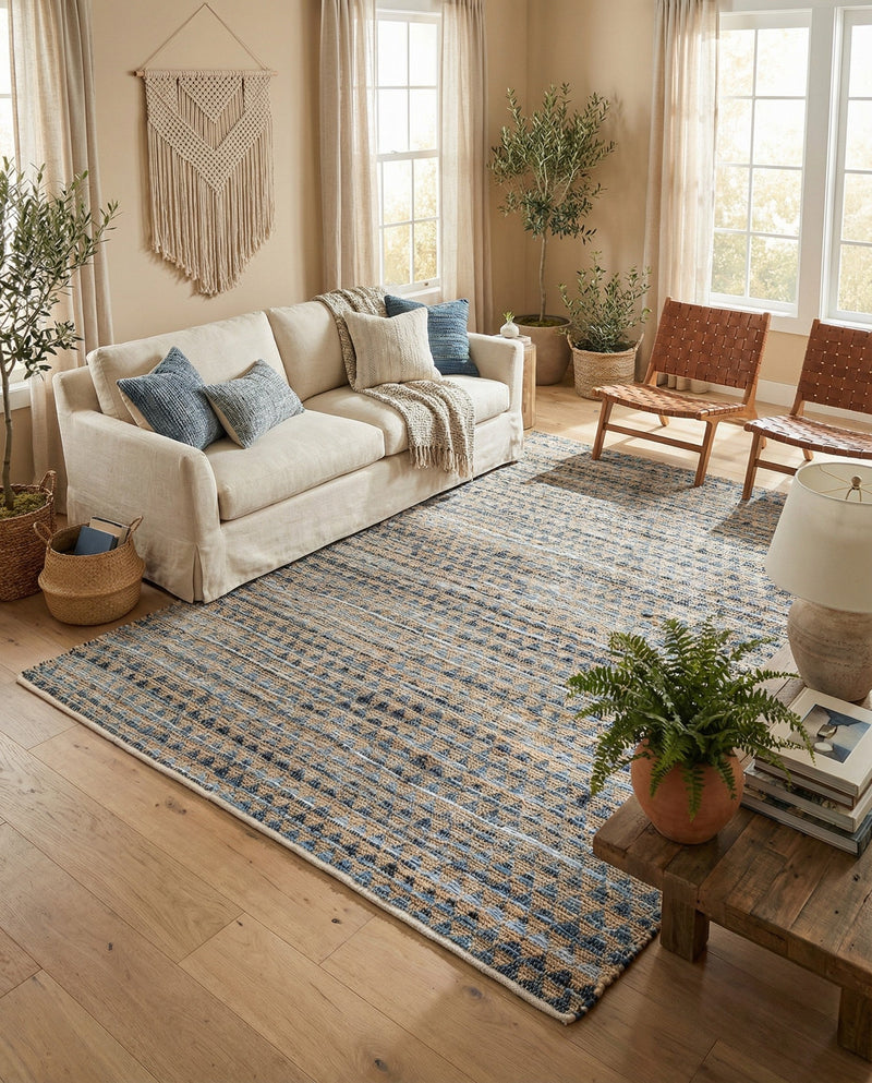 Osian Looms Collection Area Rug - Mumbai Rectangle Navy Blue  lifestyle 13