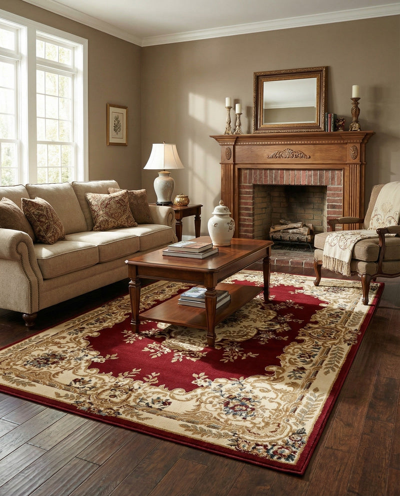 Versailles Elegance Collection Area Rug -  Vincennes Rectangle Red  lifestyle 41