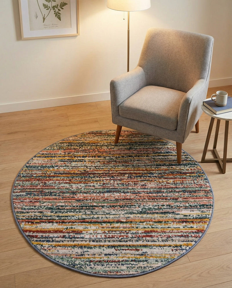 Jewel Oasis Collection Area Rug - Sapphire (Multi) Round Multi  lifestyle 53