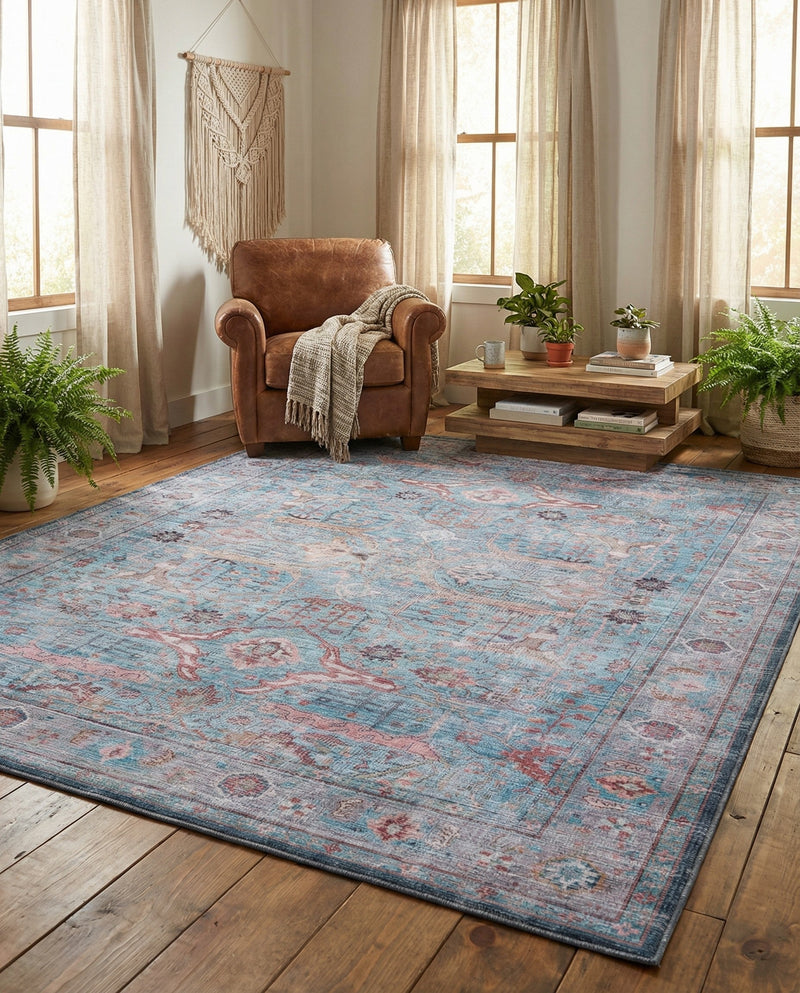 Zahara Oasis Collection Area Rug -  Marrakech Rectangle Blue  lifestyle 7