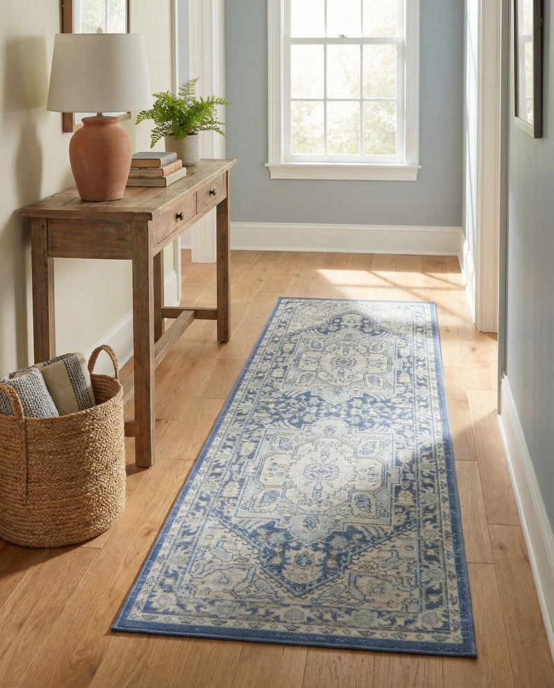 Savannah Series Collection Area Rug - Charleston (French Blue) Runner French Blue  lifestyle 71