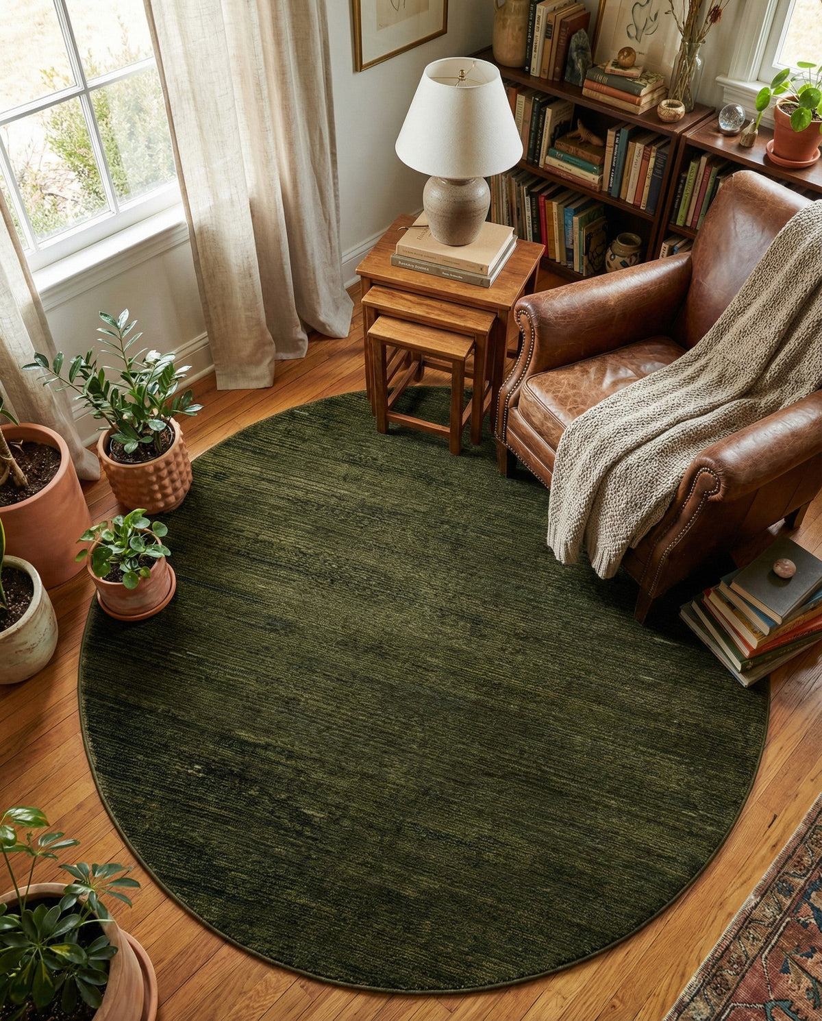 Bloomsbury Elegance Collection Area Rug -  Kensington (Green) Round Green  lifestyle 84