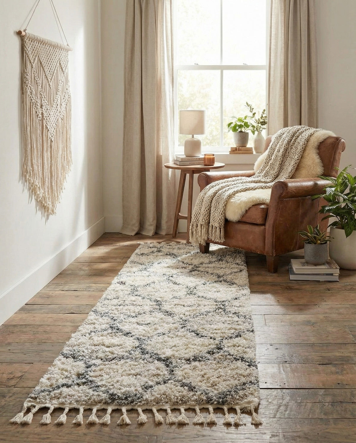 Cozy Cove Shag Collection Area Rug - Marina Runner Beige  lifestyle 195