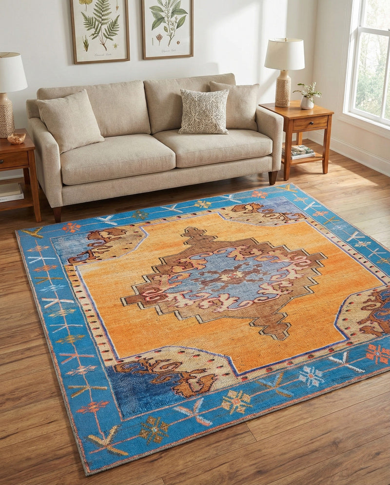 Heritage Elegance Collection Area Rug -  Winterthur (Orange) Square Orange  lifestyle 77